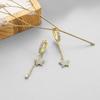 Dongdaemun S925 brincos de prata esterlina requintados brincos de luxo leve brincos de gota de estrela de diamante brincos japoneses e coreanos assimétricos