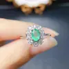 Amazon Transfronterizo Especializado en Anillo de Esmeralda Natural 4*6 Joyería S925 Accesorios para Niñas Fábrica al por Mayor