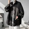 Camisa Negra para Hombre Nuevo Estilo Chino Diseño de Botones Top de Gama Alta Jacquard Suave Camisa Chaqueta Unisex con Cuello