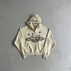 Moletom com Zíper Retro Americano 2023 com Letras Góticas e Estampa de Estrela Hoodie Jaqueta Casual Atacado