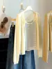 Conjunto de dos piezas para mujer: camisola de encaje a rayas + cárdigan de punto con volantes, diseño de principios de otoño, top estilizado