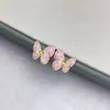 Joias artesanais, brincos de pérola DIY, bases de brinco vazias, componentes de brinco borboleta rosa degradê simétrico, atacado
