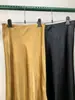 Ácido Acético Color Dorado Satín Moda Retro Elegante Versátil Falda Ajustada Falda Larga Negra para Mujer con Cintura Suelta