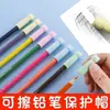 Protetor de lápis de gato de desenho animado em silicone, ponteira macia de borracha para lápis infantil, extensor de lápis portátil para alunos do ensino fundamental, material de papelaria