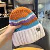 Sombrero de Pescador Rayado Dopamina 2025 Nuevo Otoño e Invierno de Punto de Color Contrastante A prueba de Frío y Cálido Sombrero de Lana de Combinación de Colores de Nicho