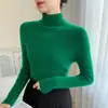 Estilo Nuevo Otoño e Invierno Suave y Ajustado para Mujer Cuello Alto Cachemir Versátil Color Sólido Cómodo Moda Tejido Camiseta Base