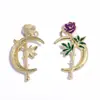 Accesorios para Joyería DIY Transfronterizos al por Mayor Colgante de Luna Flor de Rosa Aceite Gotas Collar Hecho a Mano Llavero Colgante de Aleación