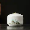 Latas vacías de porcelana de jade con grasa de oveja de alta calidad, grandes, medio kilo, selladas para almacenamiento, caja de té, almacén de té, latas de té de cerámica para té rojo y verde