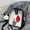 Bolsa pequena fofa para mulheres, modelo novo para meninas e estudantes, bolsa transversal portátil de grande capacidade, bolsa transparente estilo boneca soft da moda para meninas