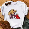 Linda Camiseta Estampada Princesa Princesa Vogue Manga Corta para Mujer Comercio Exterior Transfronterizo wish/ebay Yama