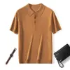 26 Estilo Fino de Verão 100% Lã Fina Camisa Polo Masculina de Manga Curta Camiseta de Fio Yangzi Gola Polo Casual