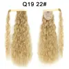 Al por mayor transfronterizo Europa pegatina mágica permanente de maíz peluca de cola de caballo cabello largo rizado esponjoso para mujer extensiones de cabello de onda de agua cola de caballo