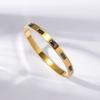 Pulsera Cuadrada de Zirconia Exportación Transfronteriza Acero de Titanio Chapado en Oro de 18K Pulsera de Mano de Moda para Ropa de Trabajo Joyería de Mano de Alta Gama