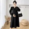 Vestido de Maternidad de Toma Real Estilo Coreano Versátil Vestido de Punto para Mujeres Embarazadas Cuello en V Otoño e Invierno Nuevo Holgado Talla Grande