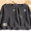 Sudadera para hombre, estilo primavera y otoño, cuello redondo sin capucha, camiseta básica de manga larga, top versátil casual holgado, ropa para hombre