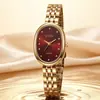 Relógio de Pulso Feminino Xsvo Oval com Mostrador Pequeno, Quartzo, Pulseira de Aço Multicolorida, Estilo Levemente Luxuoso, Relógio da Moda para o Dia a Dia
