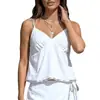 2026 Ropa de mujer de comercio exterior transfronterizo europeo y americano verano nuevo encaje color liso lentejuelas top holgado moda casual camisola