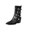 Botas de Mujer de Talla Grande Transfronterizas Europeas y Americanas 35-46, Botines de Tacón Alto Bajos con Punta Afilada, Charol, Cremallera Lateral, para Otoño e Invierno