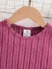 Comercio Exterior Ropa Infantil Verano Niñas Casual Color Sólido Cuello Redondo Sin Mangas Cintura Ceñida Vestido de Punto + Bolso Cruzado