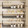 Armário de Sapatos Prateleira em Camadas Suporte de Sapatos Doméstico Sem Furos Economizador de Espaço Prateleira de Armazenamento Suspensa Rack de Sapatos Retrátil Preto Branco