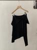 Suéter de Punto Asimétrico de Manga Larga de Color Sólido para Mujer Omalai Estilo Pura Pasión Cuello de Una Línea Off-Shoulder Moderno 4909