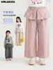 Procesamiento Personalizado Otoño 2026 Nuevos Pantalones Rectos con Encaje y Volantes Laterales para Niñas Estilo Coreano Versátiles Casuales Moda Largos