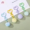 Llaveros de pompón de colores, colgantes lindos de color caramelo, cierres en forma de corazón, accesorios para bolsos, accesorios hechos a mano para manualidades al por mayor