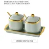 Pote de Vinagre Cerâmico Estilo Europeu Leve Minimalista Doméstico de Cozinha Comercial, Pote de Pimenta, Pote de Condimentos, Pote de Óleo