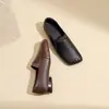 Zapatos de Mujer, Cómodos de Suela Blanda, Estilo Nuevo de Primavera, Zapatos de Cuero con Punta Cuadrada, Mocasines sin Cordones, Zapatos de Mujer, Zapatos de Salón Bajos con Boca Poco Profunda