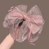 Presilha de Rabo de Cavalo de Luxo com Laço de Cetim Multicamadas, Luxo Leve Estilo Francês, Presilha de Cabelo de Pérola Deslumbrante