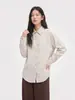 JW OrderCamisa Vertical Listrada Estilosa e Elegante para Mulheres Chegada Nova Outono 2026 Camisa Polo de Linho