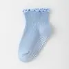 Meias para bebê com bordas franzidas, meias de chão antiderrapantes para meninas com pontos adesivos, comércio exterior transfronteiriço, meias para crianças pequenas de 1 a 3 anos