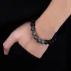 Pulsera de Piedra Copo de Nieve de Obsidiana Transfronteriza para Hombres, Pulsera de Piedra Mapa de Moda Transfronteriza para Mujeres, Joyería Versátil de Alta Gama