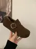 Zapatos Birkenstock de Lana de Cordero para Mujer Otoño e Invierno 2025 Mocasines Tejidos Retro de Suela Blanda con Aumento Interno de Terciopelo Zapatos Perezosos