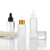 Botella gotero de vidrio esmerilado para aceite esencial al por mayor, botella transparente portátil para loción, agua de maquillaje, botella de aceite esencial