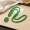 Nueva Cadena de Suéter Estilo Chino Ruyi Verde de Gama Alta Collar Largo Otoño e Invierno Moda Versátil Lujo Ligero Colgante de Gama Alta