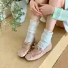 Primeiro Encontro Sapatos Femininos Rosa Nude Aumentadores de Altura Sazonais 2026 Novo Verão Design com Laço para Combinar com Saias Estilo Francês Baixo