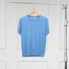 Warren Hailong Kw035 Verano Absorbe el Sudor, Transpirable, Amigable con la Piel, Lana Suave como una Nube de Cuello Redondo de Manga Corta Tejido para Mujer