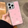 Laço Rosa Adequado para Iphone16Promax Capa de Celular Galvanizada Apple 15 Borda Prateada Cola 14 Capa Protetora