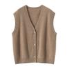 Colete 100% Caxemira Pura para Mulheres, Sem Mangas Gola V, Casual Elegante, Colete de Tricô Versátil e Moderno sem Mangas