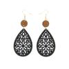 Amazon europeo y americano transfronterizo Huecos de moda pendientes de gota de agua estilo bohemio corte de viruta de madera pendientes de alta calidad