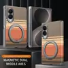 Adequado para Capa de Celular Samsung Zfold8, Anti-Queda Magnético Suction Center Axis Anel de PU Suporte, Capa Protetora iPhone Duo