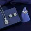 Ecológico - Conjunto de Três Peças para Comércio Exterior com Colar, Brincos, Anel de Zircônia Diamantada, Pingente Feminino, Joias para Lives de Celebridades da Internet