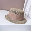Sombrero Plano de Ala Pequeña Japonés Sombrero de Paja de Verano para Niños Protección Solar Tejido a Mano Sombrero Plano de Pasto Salado Banda Plegada Sombrero Parasol