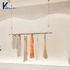 Estante de Exhibición Creativo de Acero Inoxidable y Acrílico de Moda Colgante de Pared para Tienda de Ropa Infantil y Femenina Colgador de Ropa Colgante de Techo