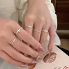 Anillo de Flor Iris Cruz de Zirconia Estilo Coreano para Mujer Diseño de Nicho Versátil Anillo Abierto para Dedo Índice Apilable Accesorios Personalizados