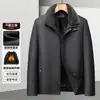 Chaqueta de Cuero para Hombre 2026 Invierno, Forro de Polar Desmontable, Uso de Tres Maneras, Estilo de Negocios, Cortavientos, Cálida, Abrigo Grueso para Hombres de Mediana Edad
