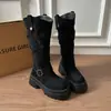 Botas Altas de Ante con Hebilla Adelgazante y Elevadora para Mujer, Nuevas Botas de Moda Europeas y Americanas con Suela Gruesa Otoño/Invierno 2026