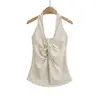 Top sin mangas de tirantes con cuello en V a rayas estilo francés para mujer, Ropa exterior de verano, Sexy y elegante, Ceñido a la cintura, Top sin mangas para figuras petite