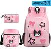 3D Novo Produto Estampado Periférico Sanrio Kuromi Kuromi Mochila Bolsa Escolar Estojo para Lápis Bolsa de Ombro Conjunto de Três Peças